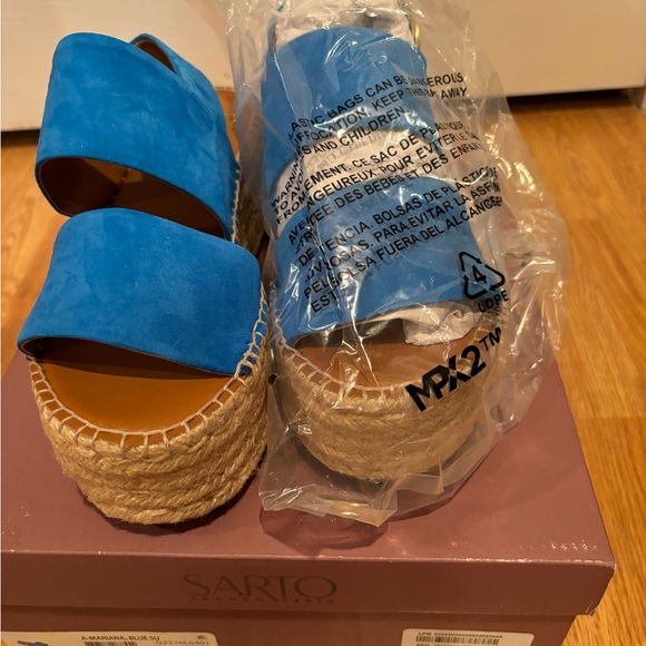 SARTO MARIANA BLUE SUEDE BUCKLE ESPADRILLE NO OFFERS - Picture 3 of 10